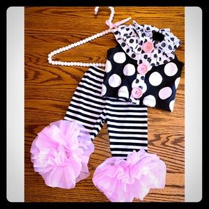 Unworn MUD-PIE Polka Dot Ruffle Outfit 9-12m